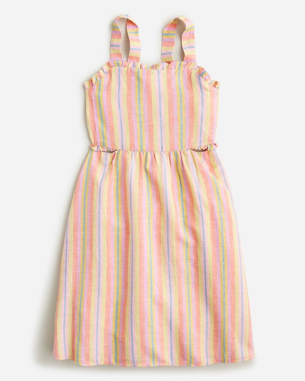 J. Crew Crewcuts Dress Girls 10 Striped Cutout Linen Cotton Sleeveless BQ605